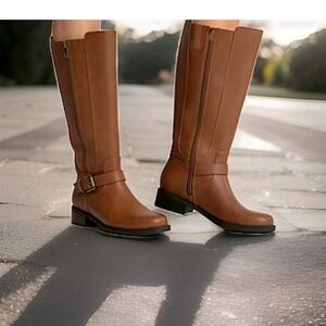 Journee Collection Womens 8 M Equestrian Brown Yasmina Knee High Zip Boots NIB
